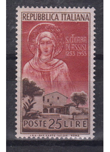 1953 7° Cent. Morte Santa Chiara d'Assisi Perfetto Non linguellato Sassone 719